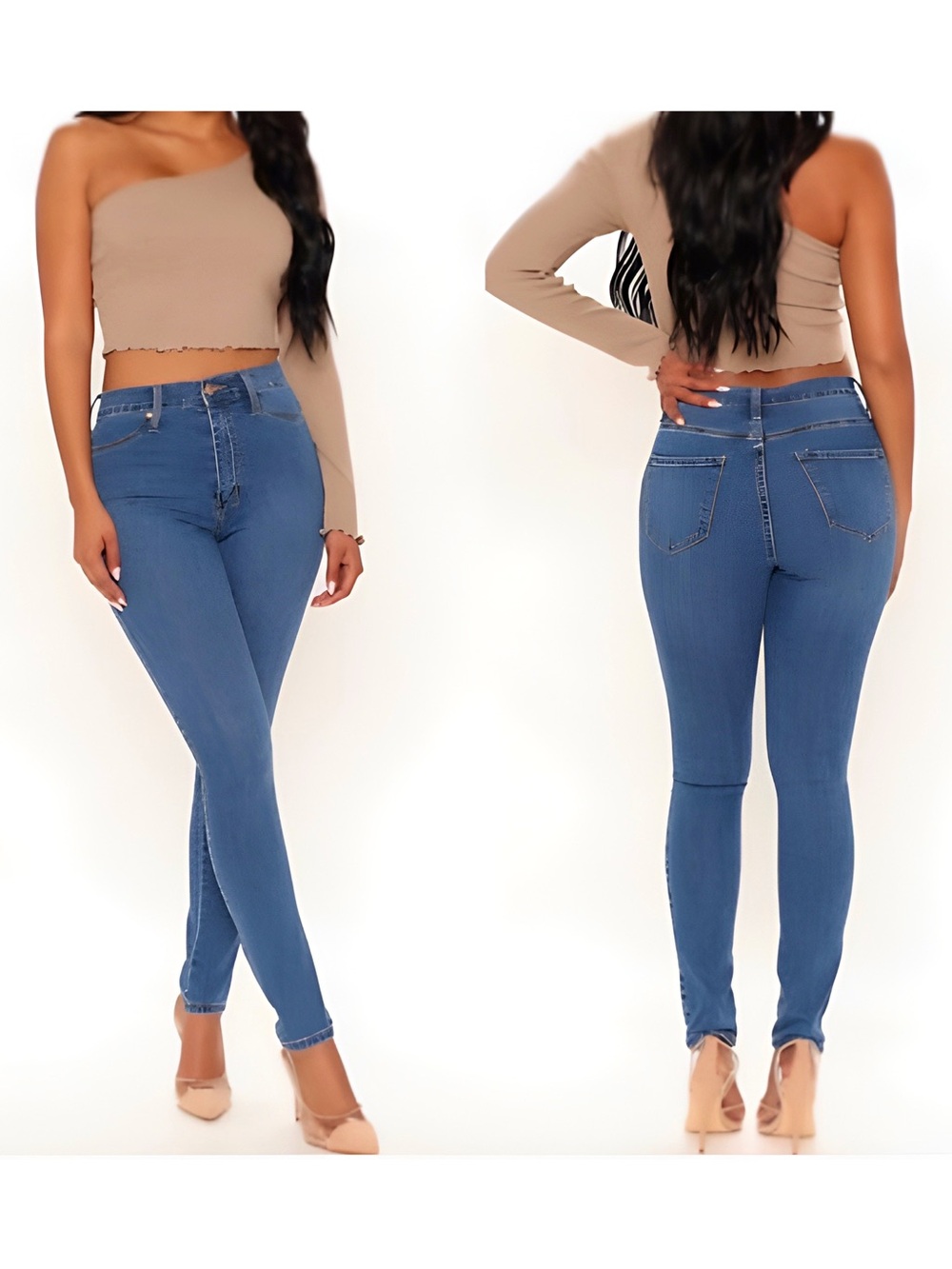 Fashion Nova Medium Blue High-Rise Skinny Jeans for Women